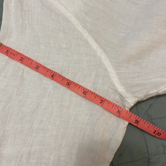 Tahari Linen White Button-Up Blouse - Picture 4 of 4